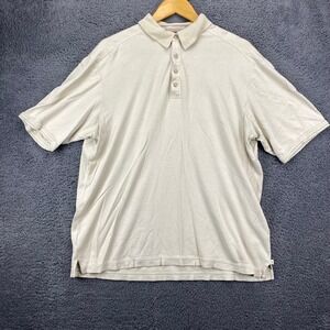 Tommy Bahama Polo‎ Shirt Silk Blend Short Sleeve Casual Beige Mens Large